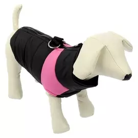 Куртка на синтепоне с креплениями для поводка, размер XL (ОГ 53 см, ДС 39 см), черная с розовым