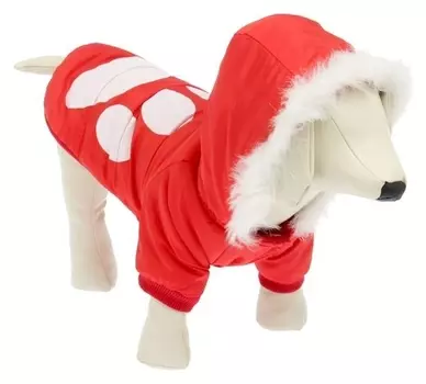 Куртка с капюшоном и мехом, размер XS (ОШ 22, ОГ 32, ДС 20 см), красная