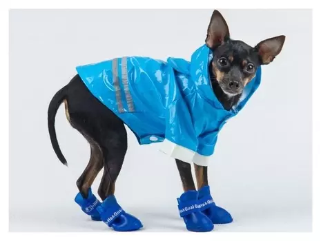 Куртка со светоотражающими полосами, размер L, голубая (Длина спинки - 24 см, объем груди - 38 см)