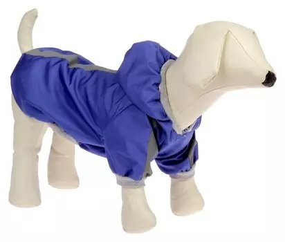 Куртка - ветровка для собак синяя, размер XS (ДС 18-20 см, ОШ 24 см, ОГ 27-30 см)