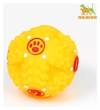 Квакающий мяч для собак большой, жёсткий, 9,5 см, жёлтый