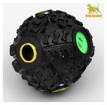 Квакающий мяч для собак, жёсткий, 7,5 см, чёрный