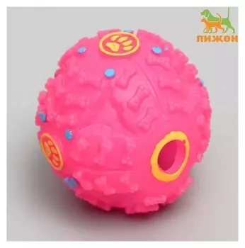 Квакающий мяч для собак, жёсткий, 7,5 см, розовый