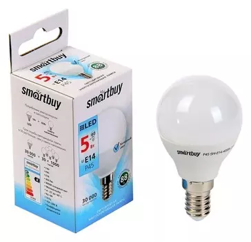Лампа Cветодиодная Smartbuy, P45, E14, 5 Вт, 4000 К, холодный свет