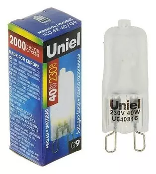 Лампа галогенная Uniel, 40 Вт, G9, 230 В, матовая