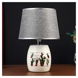 Лампа настольная "Кактус с цветком" 1xe14 40вт белый 23х23х33 см.