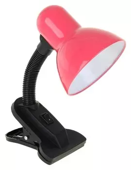 Лампа настольная на зажиме "Яркая" с выкл., розовая