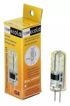 Лампа светодиодная Ecola Corn Micro, 1.5 Вт, G4, 4200 K, 320°, 35х10 мм
