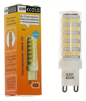 Лампа светодиодная Ecola LED Premium, 8 Вт, G9, 4200 K, 360°, 65x19 мм