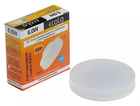Лампа светодиодная Ecola Light, 6 Вт, Gx53, 4200 K, 27x75, матовое стекло