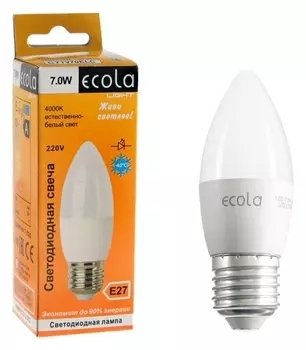 Лампа светодиодная Ecola Light Candle Led, 7 Вт, E27, 4000 K, 103x37 мм