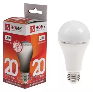 Лампа светодиодная IN Home Led-a60-vc, е27, 20 Вт, 230 В, 6500 К, 1800 Лм