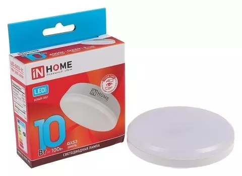 Лампа светодиодная IN Home Led-gx53-vc, Gx53, 10 Вт, 230 В, 4000 К, 800 Лм