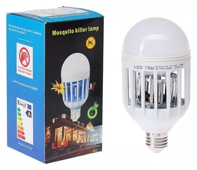 Лампа светодиодная "Убийца комаров", 15 Вт, е27, 175-265 В, подсветка, 2 режима