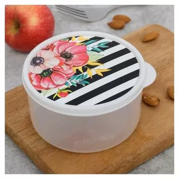 Ланч-бокс круглый «Цветы», 500 мл