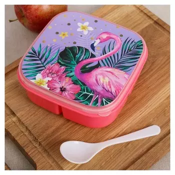 Ланч-бокс с ложкой «Фламинго», 400 мл