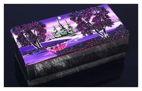 Ларец "Ночь" 15х7х5,5 см, каменная крошка, змеевик