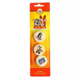 Ластик дизайн Koh-i-noor 6240 мягкий круглый Mole D=41, для карандашей 3в-3н, 3 штуки, блистер