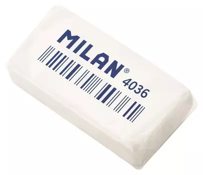 Ластик каучуковый Milan 4036, 3,9х2х0,8, белый