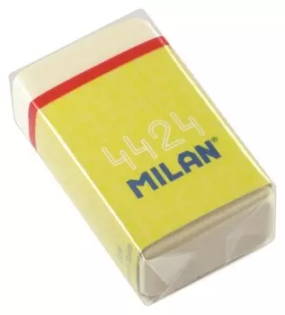 Ластик каучуковый Milan 4424, белый, карт.держатель в асс-те в банке