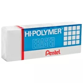 Ластик Pentel (Япония) "Hi-polymer Eraser", 43х17,5х11,5 мм, белый, прямоугольный, картонный держатель, Zeh-05