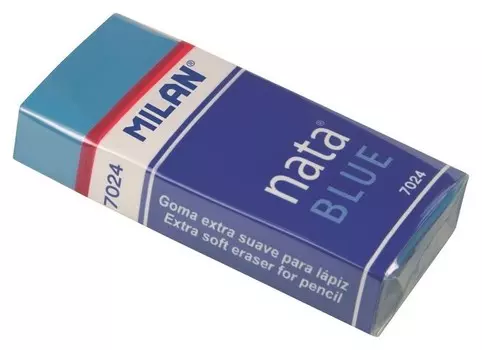 Ластик пластиковый Milan 7024, мягкий, синий, в карт.держателе