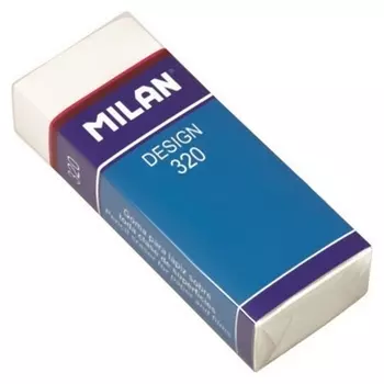 Ластик пластиковый Milan Design 320, карт. держатель, белый