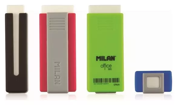 Ластик пластиковый Milan Office 320 белый, в пластиковом держателе (В асс.)