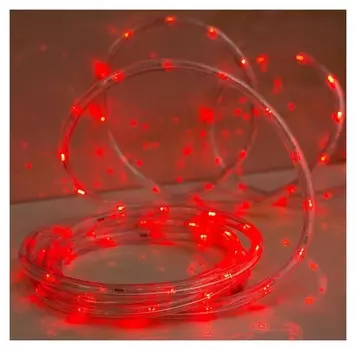 LED шнур 10 мм, круглый, 5 м, чейзинг, 2w-led/м-24-220v, с контр. 8р, красный
