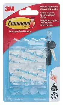Легкоудаляемый крючок для ключей на прозрачной основе Comman