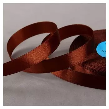 Лента атласная, 12 мм × 33 ± 2 м, цвет коричневый №098