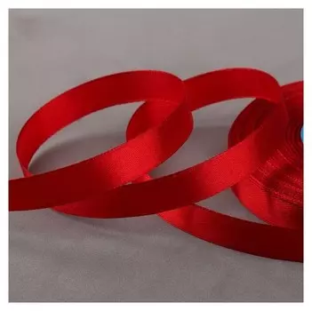 Лента атласная, 12 мм × 33 ± 2 м, цвет красный №065