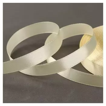Лента атласная, 12 мм × 33 ± 2 м, цвет кремовый №008