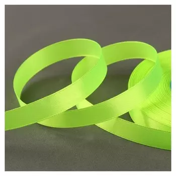 Лента атласная, 12 мм × 33 ± 2 м, цвет неоновый зелёный №057