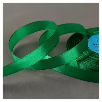 Лента атласная, 12 мм × 33 ± 2 м, цвет зелёный №019