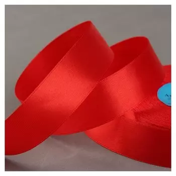 Лента атласная, 25 мм × 33 ± 2 м, цвет красный №111