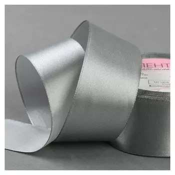 Лента атласная, 40 мм × 23 ± 1 м, цвет серебряный №176
