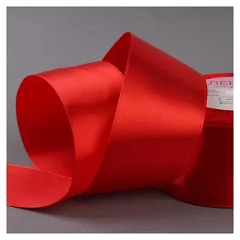Лента атласная, 50 мм × 23 ± 1 м, цвет красный №26