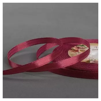 Лента атласная, 6 мм × 23 ± 1 м, цвет бордовый №120