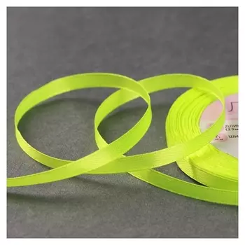 Лента атласная, 6 мм × 23 ± 1 м, цвет неоновый салатовый №58