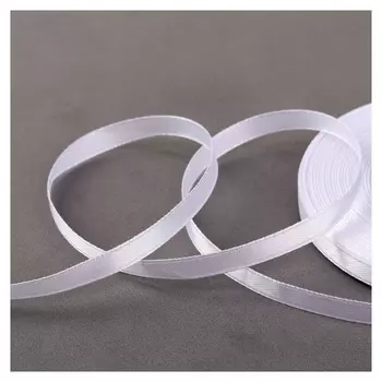 Лента атласная, 6 мм × 33 ± 2 м, цвет белый №001