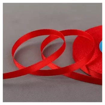 Лента атласная, 6 мм × 33 ± 2 м, цвет красный №026