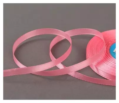 Лента атласная, 6 мм × 33 ± 2 м, цвет розовый №005