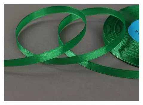 Лента атласная, 6 мм × 33 ± 2 м, цвет зелёный №019