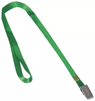 Лента для бейджей, 45 см, металлический клип, зеленая, Brauberg, 235735