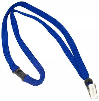 Лента для бейджей, 45 см, с безопасным сцеплением, с клипом, синяя, Brauberg, 235725