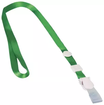 Лента для бейджей, 45 см, съемный пластиковый клип-замок с петелькой, зеленая, Brauberg, 235731