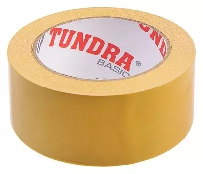 Лента двусторонняя Tundra, 48 мм х 25 м, полипропиленовая, клейкая, белая основа