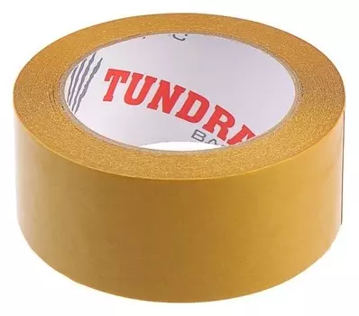 Лента двусторонняя Tundra, 48 мм х 25 м, полипропиленовая, клейкая, прозрачная основа