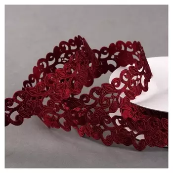 Лента фигурная «Вьюнчик», 22 мм, 9 ± 0,5 м, цвет бордовый